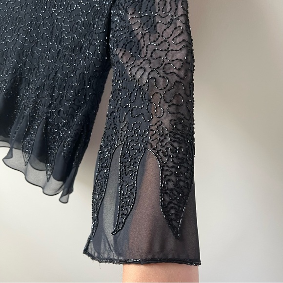 Beaded Black Vintage Beaded Blouse Size 8 - Picture 6 of 10
